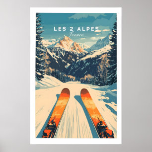 Les 2 Alpes Wandkunst Ski Poster 1