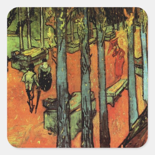 Les Alyscamps, Autumn Leaves von Vincent van Gogh Quadratischer Aufkleber (Vorderseite)
