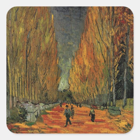 Les Alyscamps (Friedhof) von Vincent van Gogh Quadratischer Aufkleber (Vorderseite)