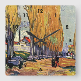 Les Alyscamps von Van Gogh. Herbstlandschaft Quadratische Wanduhr