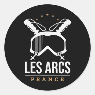 Les Arcs France Ski Resort Vintag Skifahren Snowbo Runder Aufkleber
