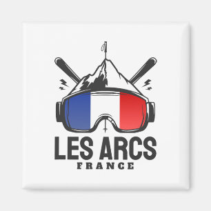 Les Arcs Frankreich Skigebiet Retro Skifahren  Magnet