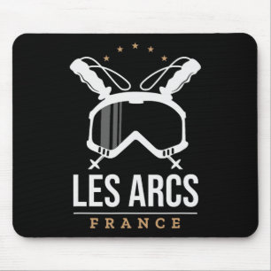 Les Arcs Frankreich Skigebiet Vintage Skifahren Sn Mousepad