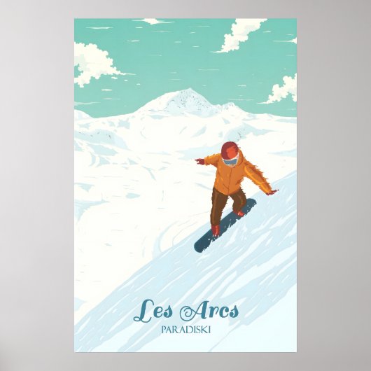 Les Arcs Snowboarden Reiseplakat Poster (Vorne)