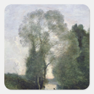Les Baigneuses Quadratischer Aufkleber