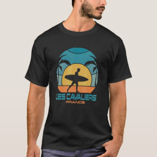 Les Cavaliers Surfing Beach Retro Surfing Sommer V T-Shirt