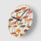 Les Champignons Mushrooms Runde Wanduhr (Winkel)