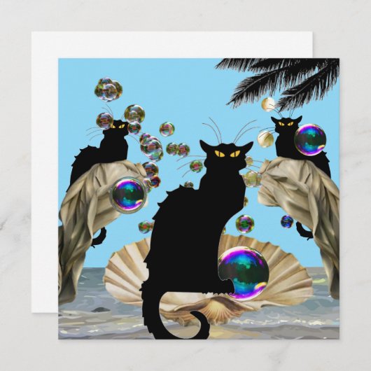 Les Chats Noir und Botticelli Muschel, Einladung (Vorne/Hinten)