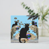 Les Chats Noir und Botticelli Muschel, Einladung (Stehend Vorderseite)