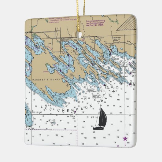 Les Cheneaux Islands MI Chart Keramikornament (Links)