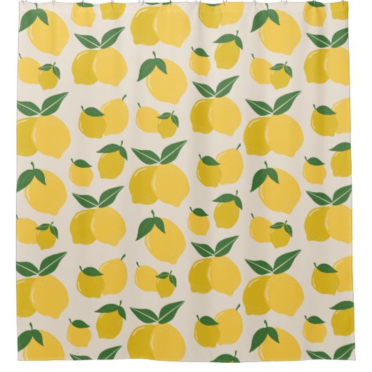 Les Citrons 01 Retro Lemon Abstrakte Zitronen Duschvorhang (Vorderseite)
