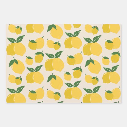 Les Citrons 01 Retro Lemon Abstrakte Zitronen Geschenkpapier Set (Vorderseite 2)