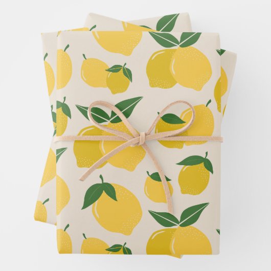 Les Citrons 01 Retro Lemon Abstrakte Zitronen Geschenkpapier Set (Beispiel)