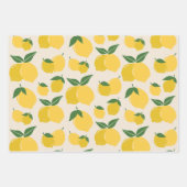 Les Citrons 01 Retro Lemon Abstrakte Zitronen Geschenkpapier Set (Vorderseite)