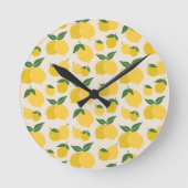 Les Citrons 01 Retro Lemon Abstrakte Zitronen Runde Wanduhr (Vorderseite)