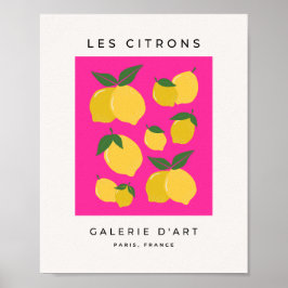 Les Citrons 02 Retro Lemon Hot Pink Poster