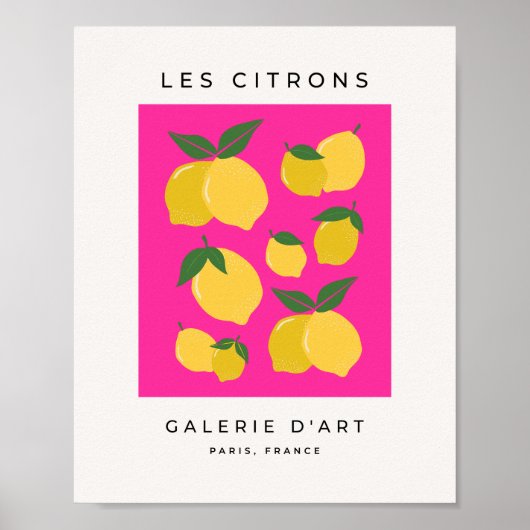 Les Citrons 02 Retro Lemon Hot Pink Poster (Vorne)