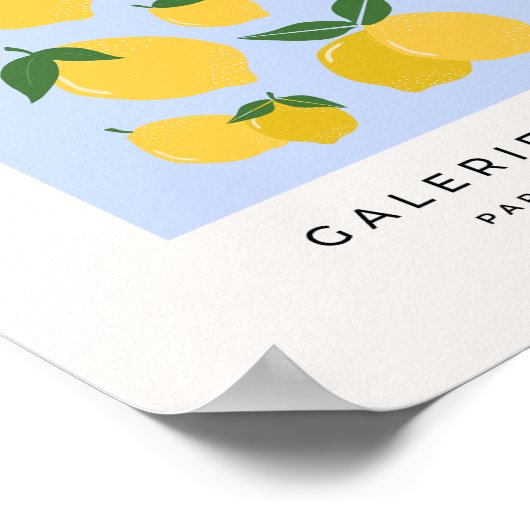 Les Citrons 03 Retro Lemon blau und gelb Poster (Ecke)