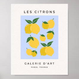 Les Citrons 03 Retro Lemon blau und gelb Poster