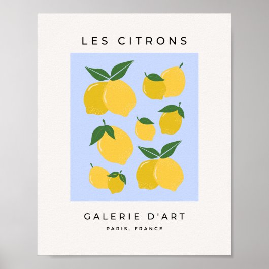 Les Citrons 03 Retro Lemon blau und gelb Poster (Vorne)