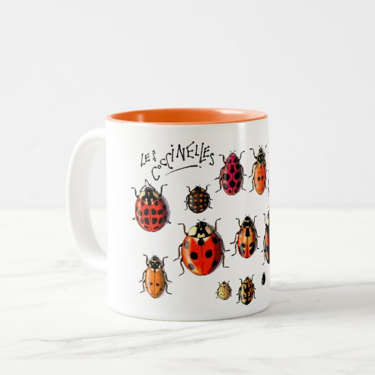 Les Coccinelles - Marienkäfer Zweifarbige Tasse (Vorderseite Links)