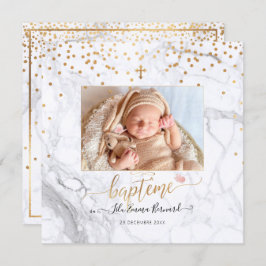 Les conettis d'or Faire part de Baptême Einladung