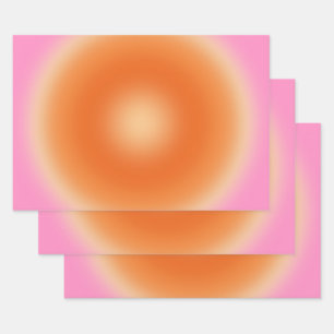 Les Couleurs 11 rosa und orange glänzend Geschenkpapier Set