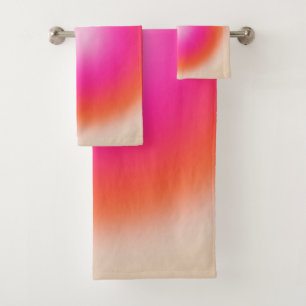 Les Couleurs 12 Orange und Pink Farbverlauf Badhandtuch Set