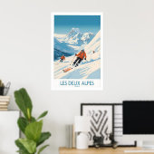 Les Deux Alpes Ski Print 1 Poster (Heimbüro)