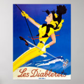 Les Diablerets, Frau im Skilift Poster (Vorne)