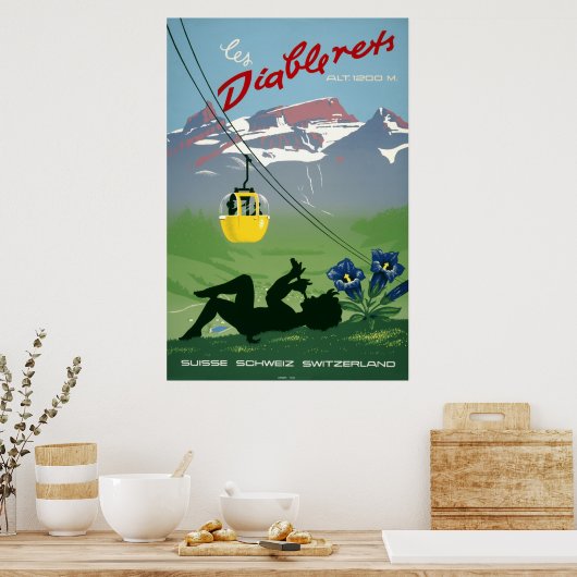 Les Diablerets, Schweiz, Vintage Travel Poster (Küche)