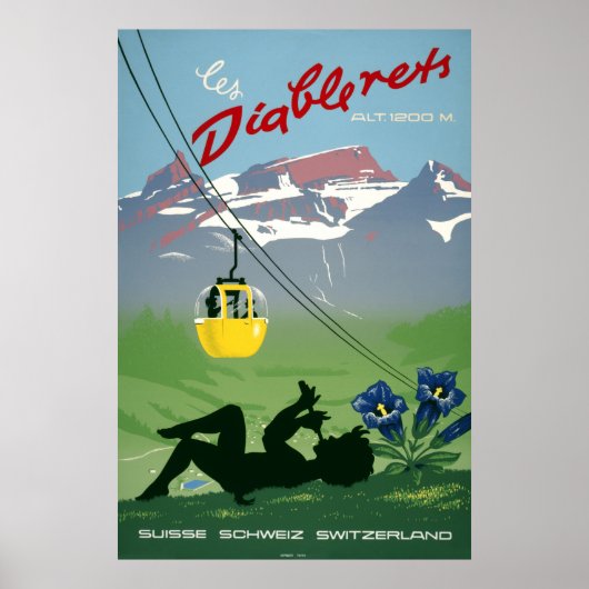 Les Diablerets, Schweiz, Vintage Travel Poster (Vorne)