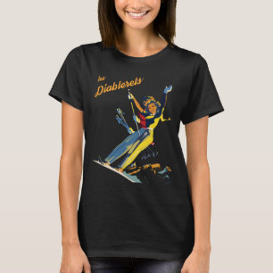 Les Diablerets Skifahrer Retro Reise T-Shirt