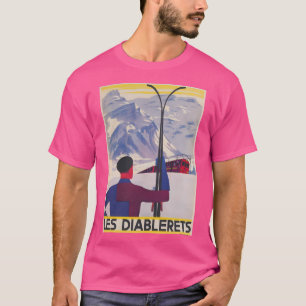 Les Diablerets Switzerland Vintag Ski Poster T-Shirt