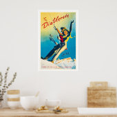 Les Diablerets Switzerland Vintage Ski Poster (Küche)