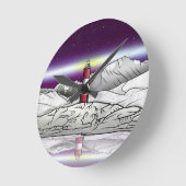 Les Eclaireurs Lighthouse Southern Argentina Runde Wanduhr (Winkel)