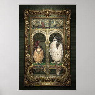 Les Faucons de l'Est - Art Nouveau Falknerei Poster