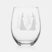 Les Femmes Black and Gray Stemless 16oz. Weinglas Ohne Stiel (Rückseite)