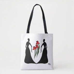 Les Femmes Bold Red Irises Personalisierte Trageta Tasche
