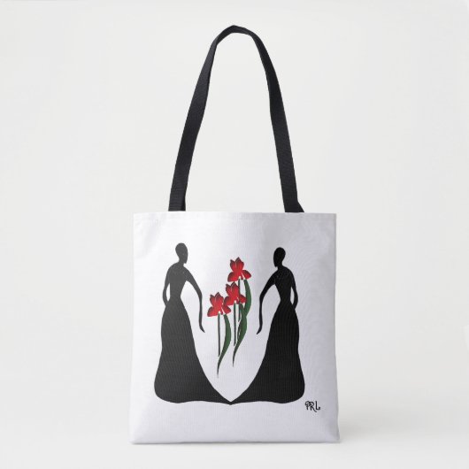 Les Femmes Bold Red Irises Personalisierte Trageta Tasche (Vorderseite)