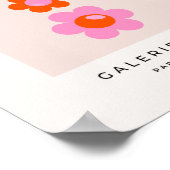 Les Fleurs 01 Retro Blume in Rosa und Orange Poster (Ecke)