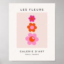 Les Fleurs 01 Retro Blume in Rosa und Orange