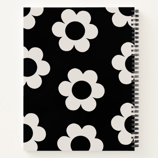 Les Fleurs 02 Retro Blume aus schwarzem und weißem Notizblock (Rückseite)