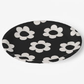 Les Fleurs 02 Retro Blume aus schwarzem und weißem Pappteller (Schrägansicht)