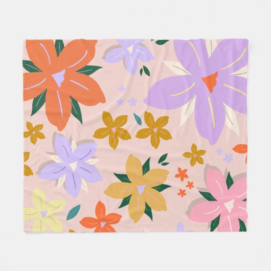 Les Fleurs 04 Retro farbenfrohe Floral Fleecedecke (Vorderseite (Horizontal))