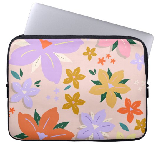 Les Fleurs 04 Retro farbenfrohe Floral Laptopschutzhülle (Vorderseite)