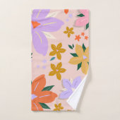 Les Fleurs 04 Retro Farbige Blumen Badhandtuch Set (Handtuch)