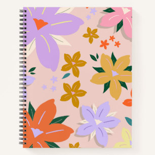 Les Fleurs 04 Retro Farbige Blumen Notizblock