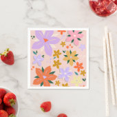 Les Fleurs 04 Retro Farbige Blumen Serviette (Beispiel)