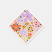 Les Fleurs 04 Retro Farbige Blumen Serviette (Ecke)